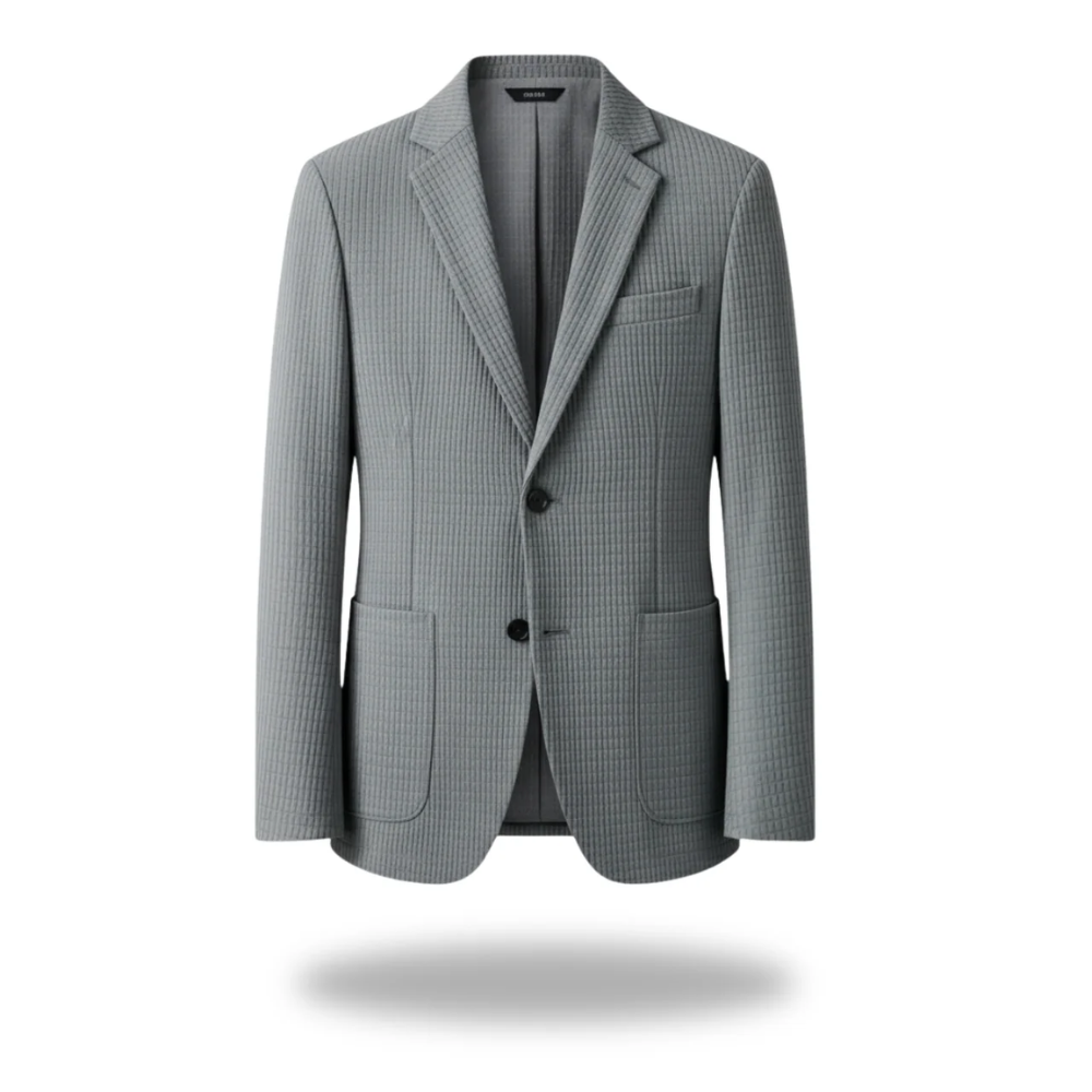 Blazer gris Danoir Paris pour hommes, veste élégante et polyvalente en tissu léger, portée décontractée ou formelle.