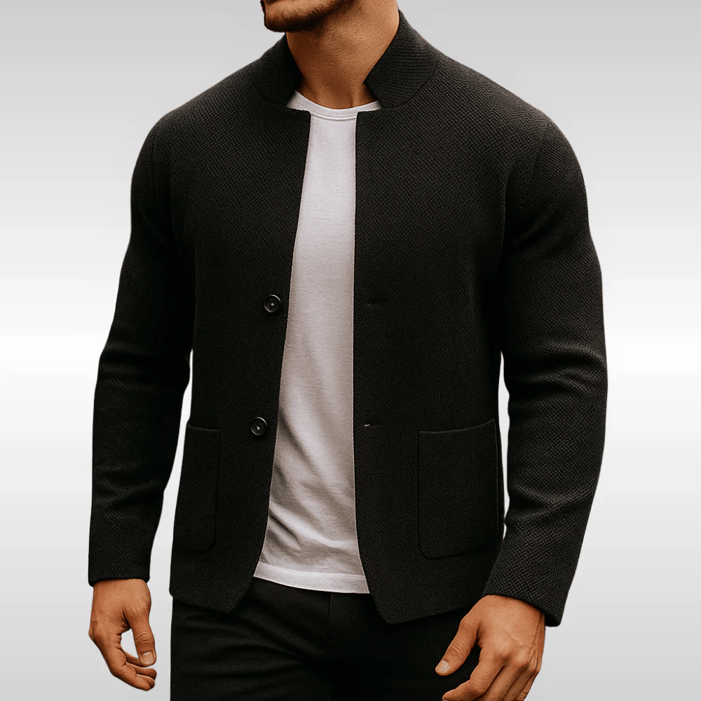 Gilet en maille texturée gris Danoir Paris, doux et confortable, pour un look élégant et décontracté.