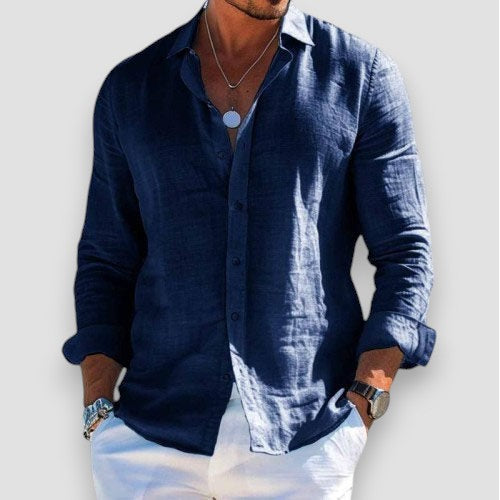 Chemise d'été légère Danoir Paris Christophe en tissu gris avec col classique et manches courtes.