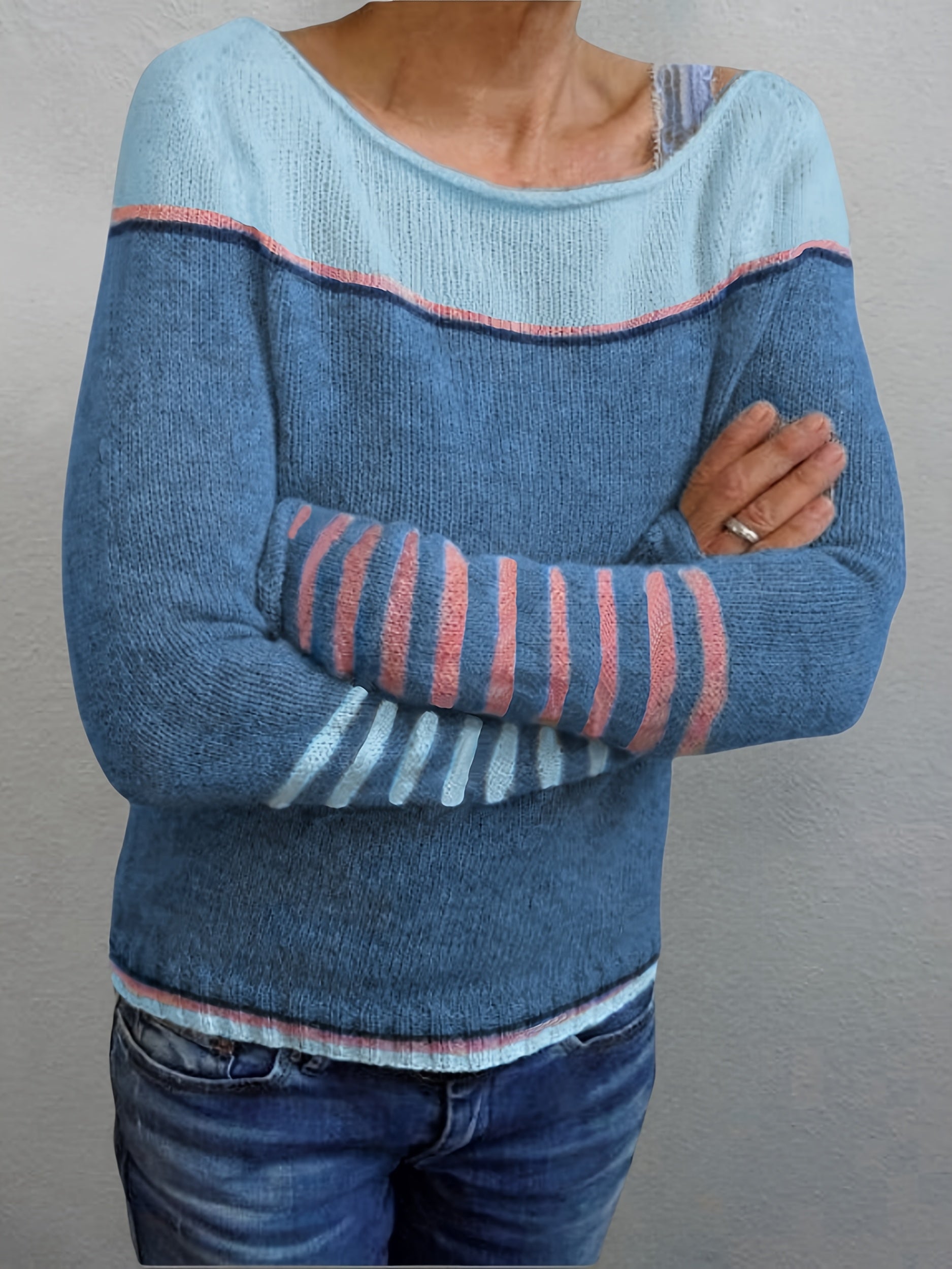 Pull rayé gris Katharina de Danoir Paris à manches longues, douceur et style pour un look élégant et confortable.