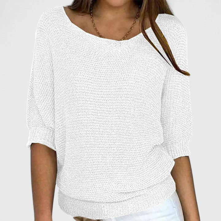 Pull en maille gris Rachel de Danoir Paris, pull-over sans effort avec col rond et manches longues, douceur et style décontracté