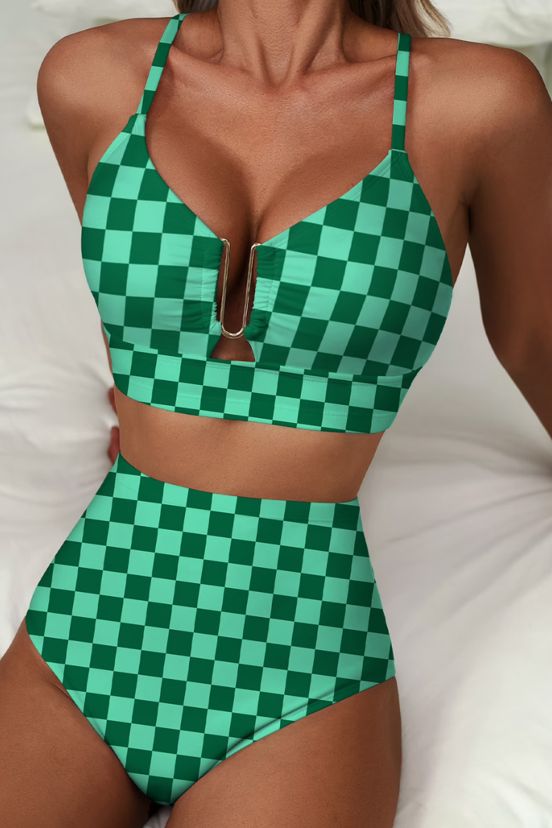 Bikini Danoir Paris Fenna™ avec contrôle du ventre, couleur verte, style élégant, tissu extensible, taille S, mode balnéaire.