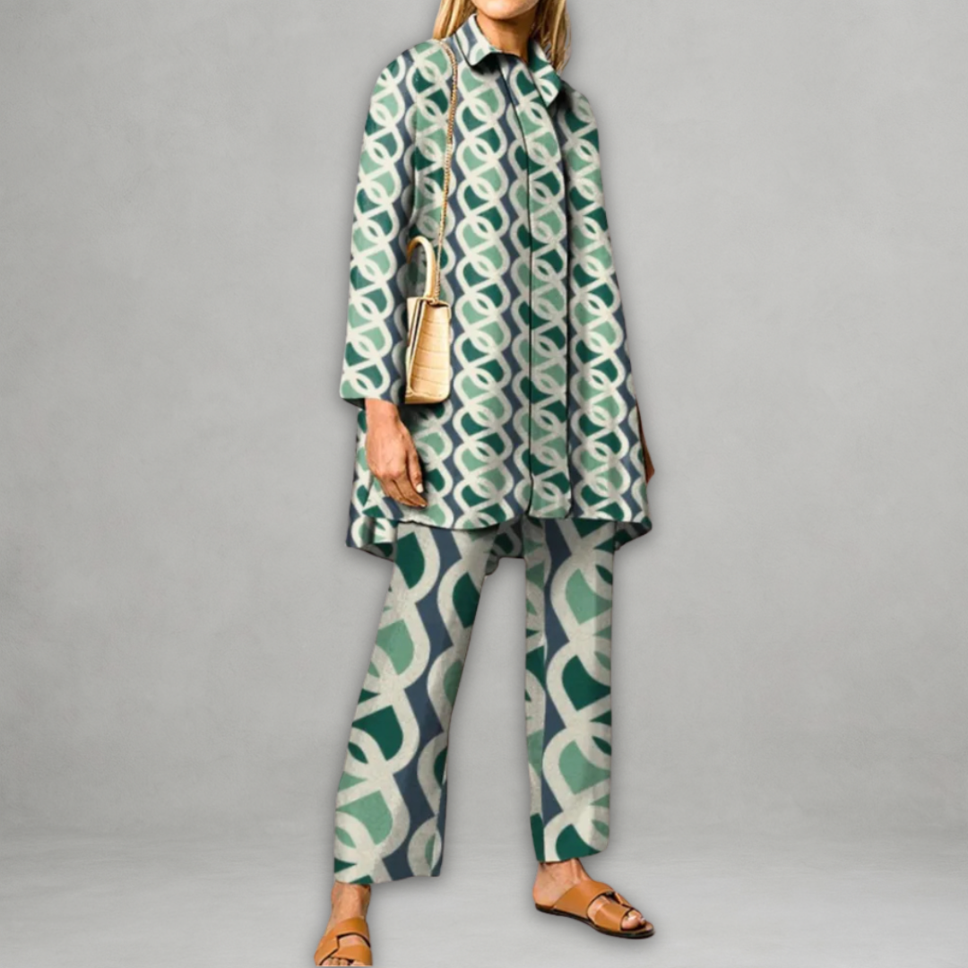 Ensemble de deux pièces heressence Danoir Paris Zavira avec motif menthe, tissu doux et design élégant.