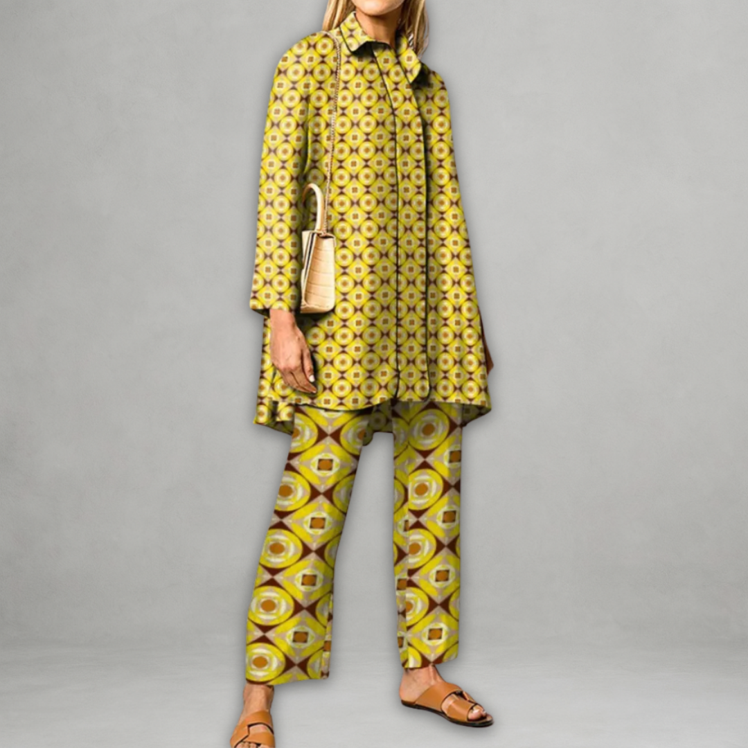 Ensemble de deux pièces Heressence Danoir Paris Zavira avec motif menthe, vêtement élégant pour femmes.