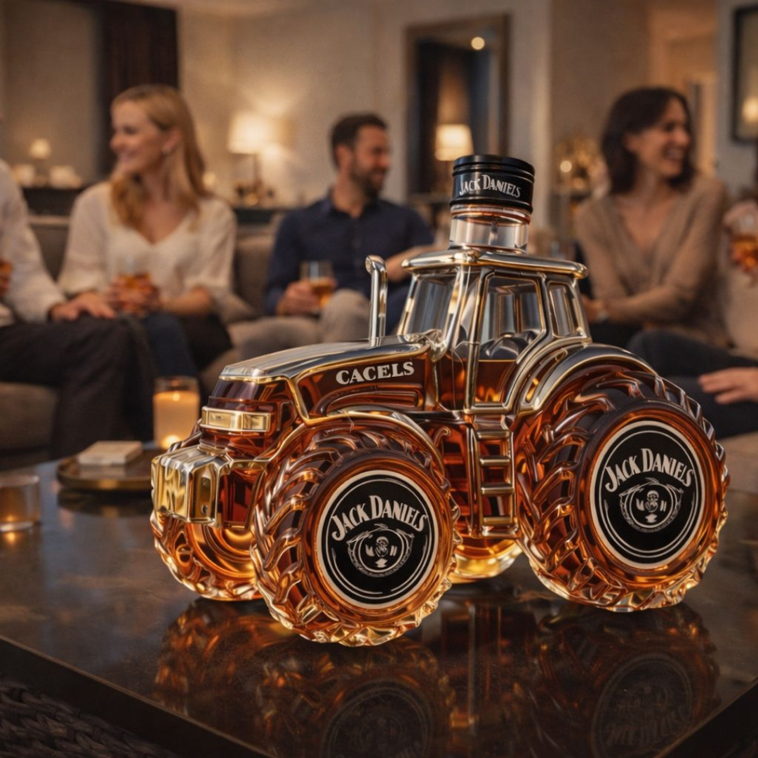 Carafe à whisky Danoir Paris Édition spéciale Traktor avec design moderne, en verre transparent pour whisky ou spiritueux.