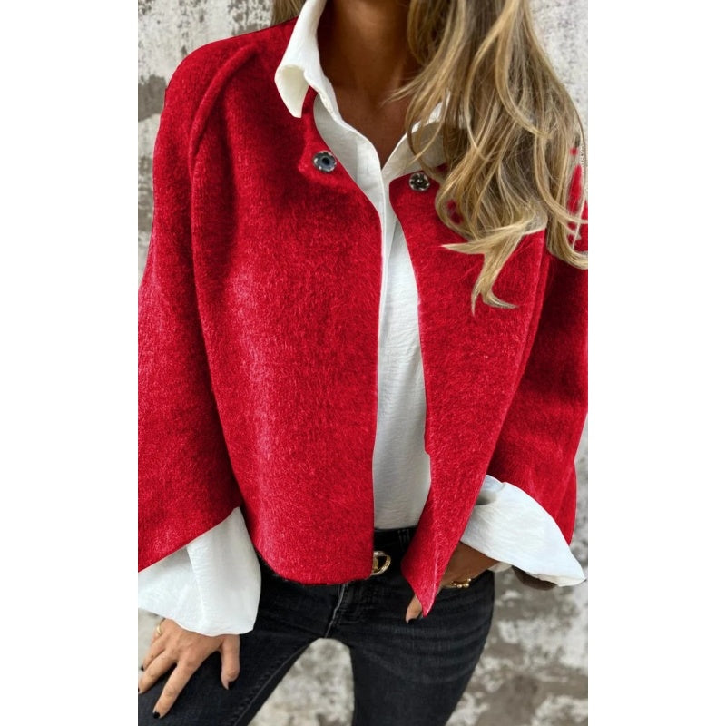 Veste courte Danoir Paris Elise kaki avec manches évasées, style chic et tendance, vue de face.
