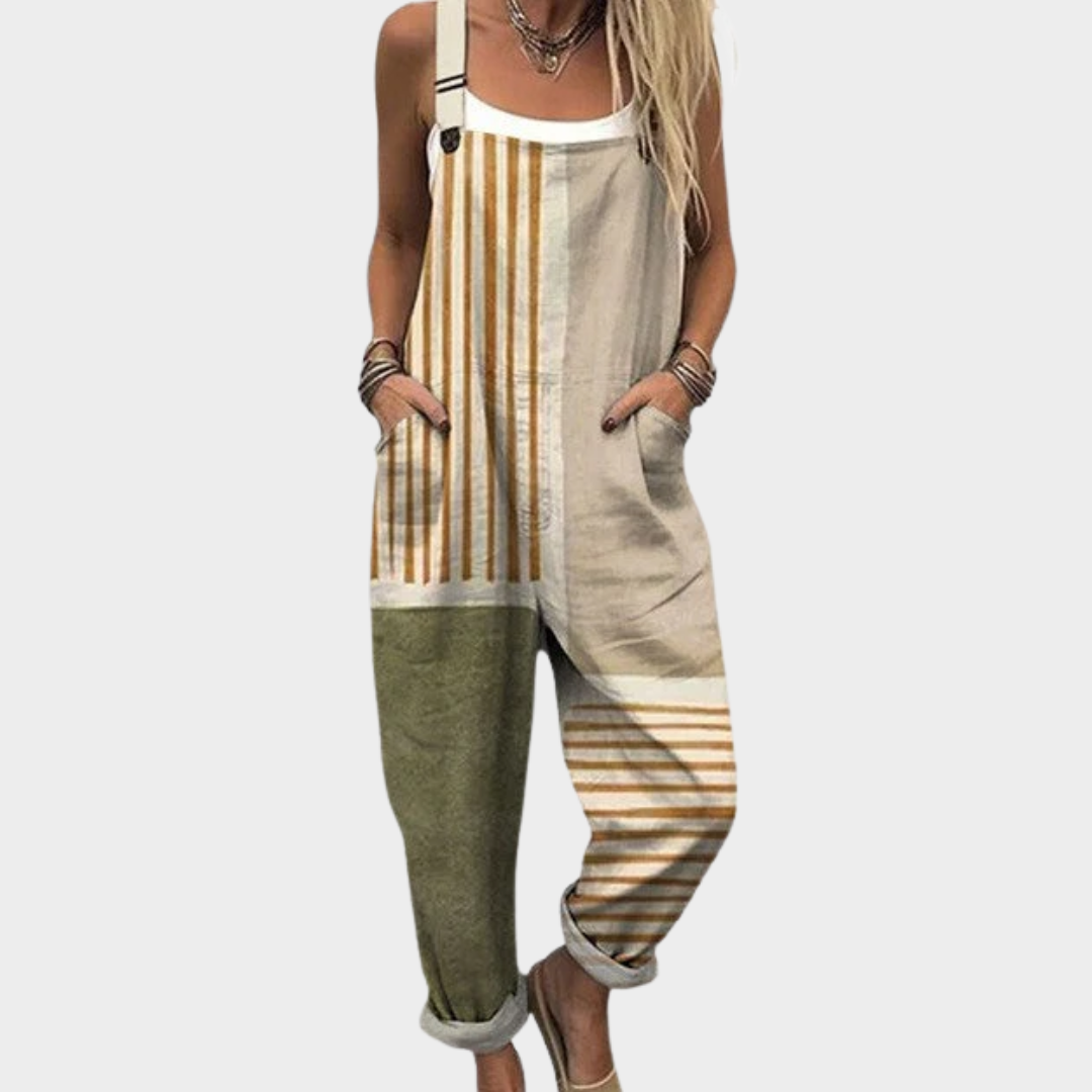Salopette imprimée confortable de Danoir Paris, vêtement de type jumpsuit avec motif coloré et tissu doux.