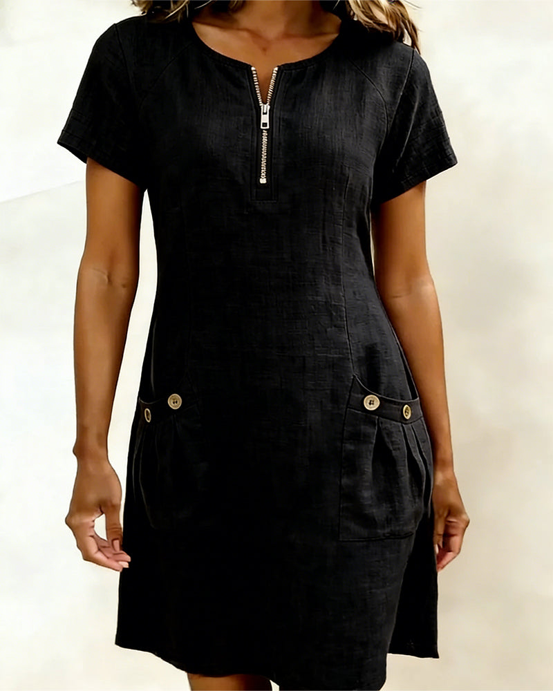 Robe Lina™ bleue de Danoir Paris, robe élégante en tissu léger, parfaite pour un look naturel et sophistiqué au quotidien.