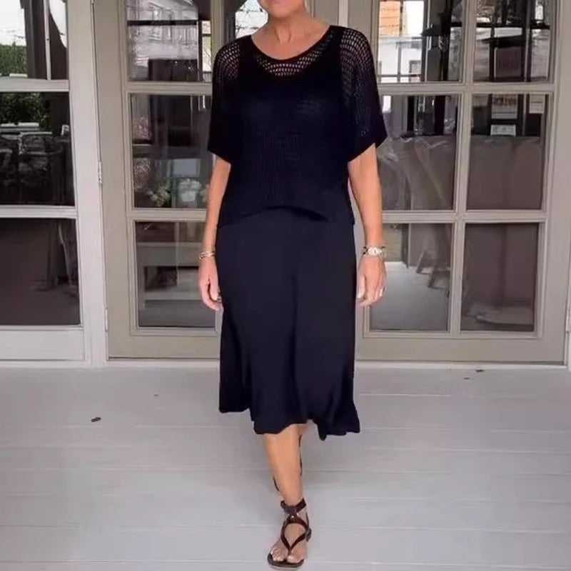 Ensemble Alma frais et respirant artisanal de Danoir Paris, style kaki et confortable pour un look décontracté.