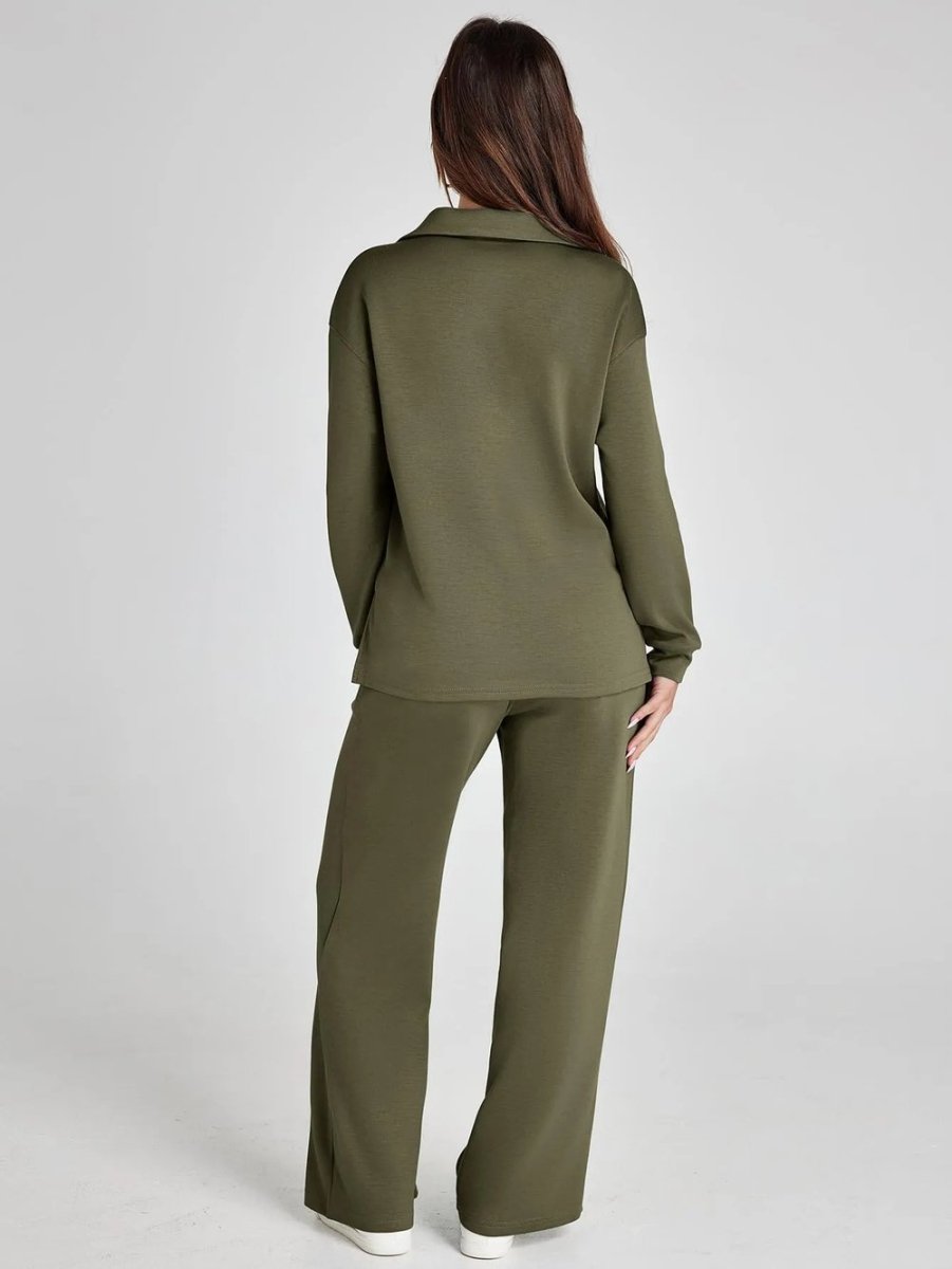 Combinaison de voyage élégante Nina de Danoir Paris en kaki, taille XS, tissu léger et confortable pour un look chic et pratique.
