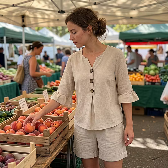 Ensemble décontracté Gisela de Danoir Paris en kaki, comprenant un haut et un pantalon pour un style confortable.
