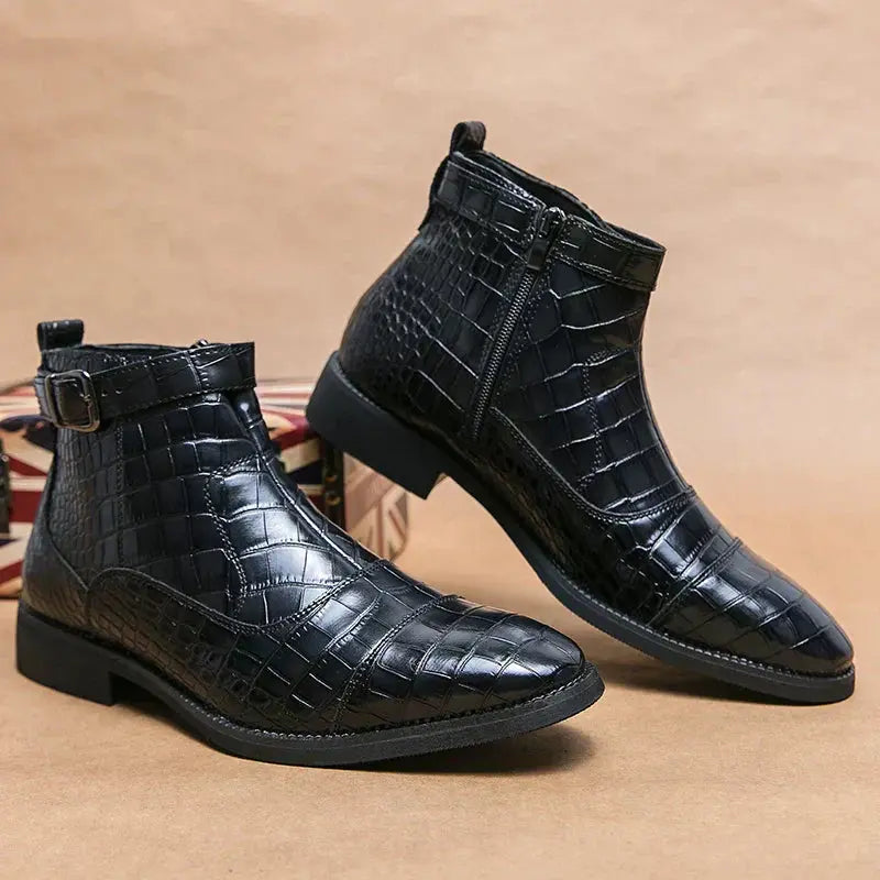 Bottines en cuir synthétique marron Dylan de Danoir Paris avec boucle, taille 38, semelle antidérapante et design élégant.