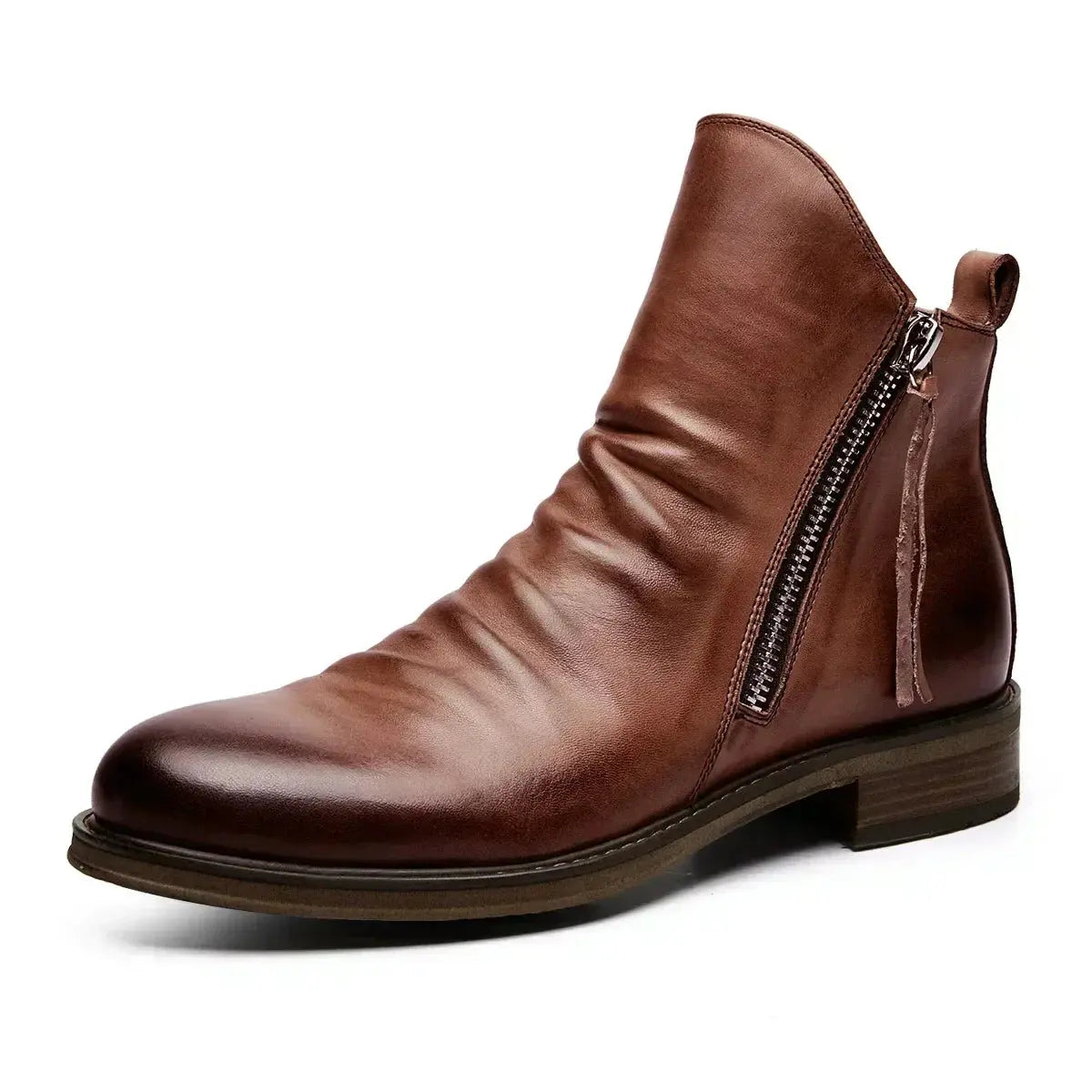 Bottines Chelsea en cuir marron Owens™ par Danoir Paris, pointure 39, avec semelle en caoutchouc et design élégant.