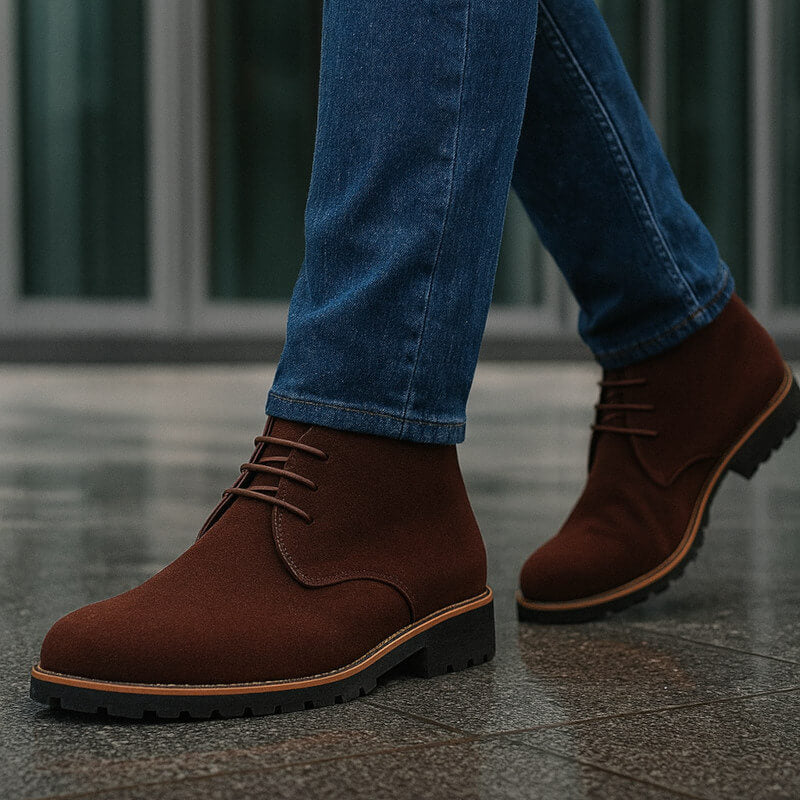 Chaussures chukka pour homme Danoir Paris en cuir marron, modèle élégant avec lacets et semelle robuste.