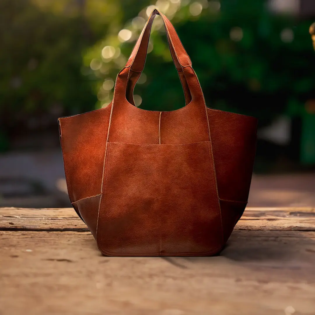 Sac vintage Cecilia de Danoir Paris en cuir marron, style nostalgique avec détails élégants et bandoulière réglable.