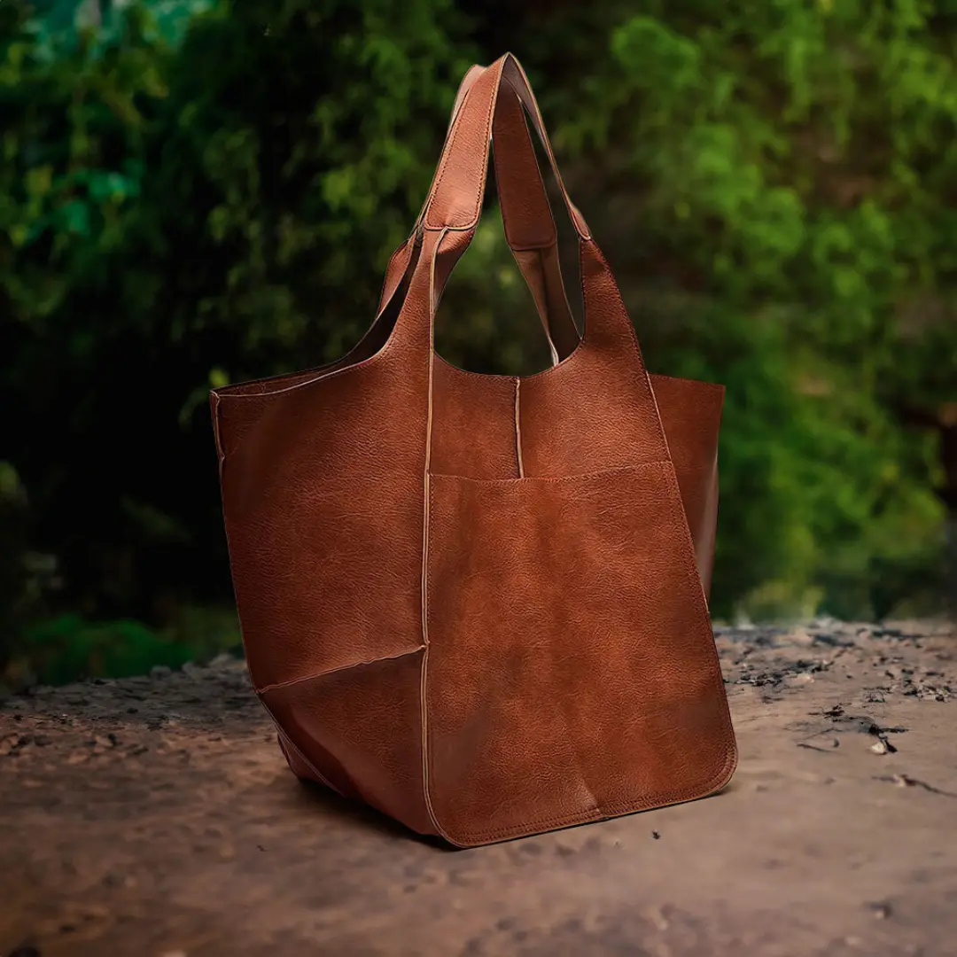 Sac vintage Cecilia de Danoir Paris en cuir marron avec poignées solides et design élégant, charme nostalgique.