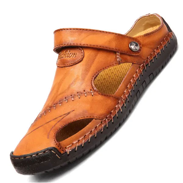 Sandales en cuir orthopédiques Chris™ de Danoir Paris, couleur marron foncé, pointure 38, avec semelle confortable.