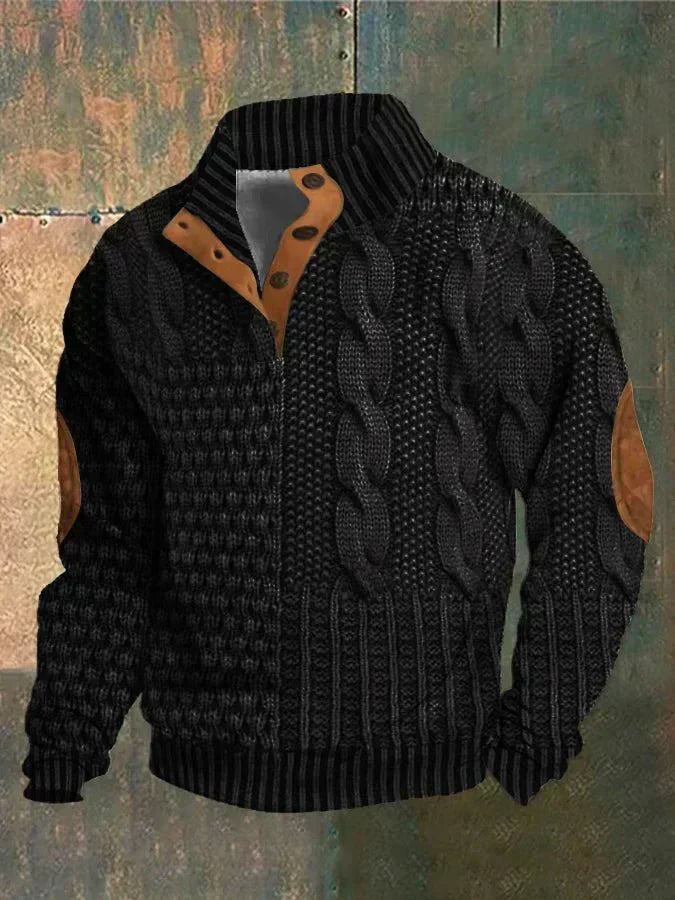 Pull à motif vintage Danoir Paris™ marron en laine douce, élégant et chaud, parfait pour un look rétro sophistiqué.