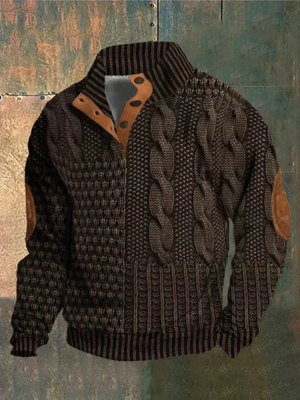 Pull à motif vintage Danoir Paris en marron, en laine douce, avec design rétro pour un style classique.
