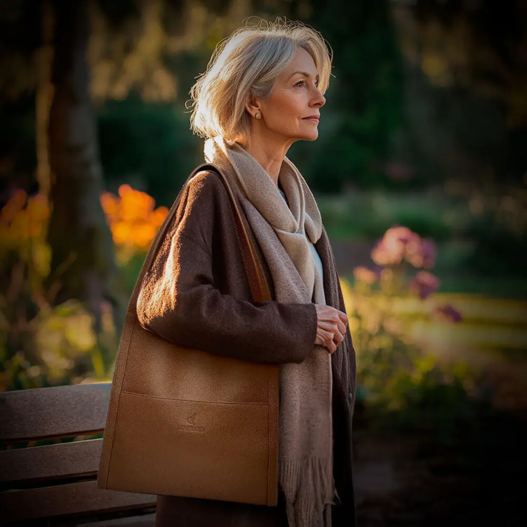 Sac à main de luxe Talia en cuir souple marron de Danoir Paris, élégant et sophistiqué, avec poignées et détails raffinés.