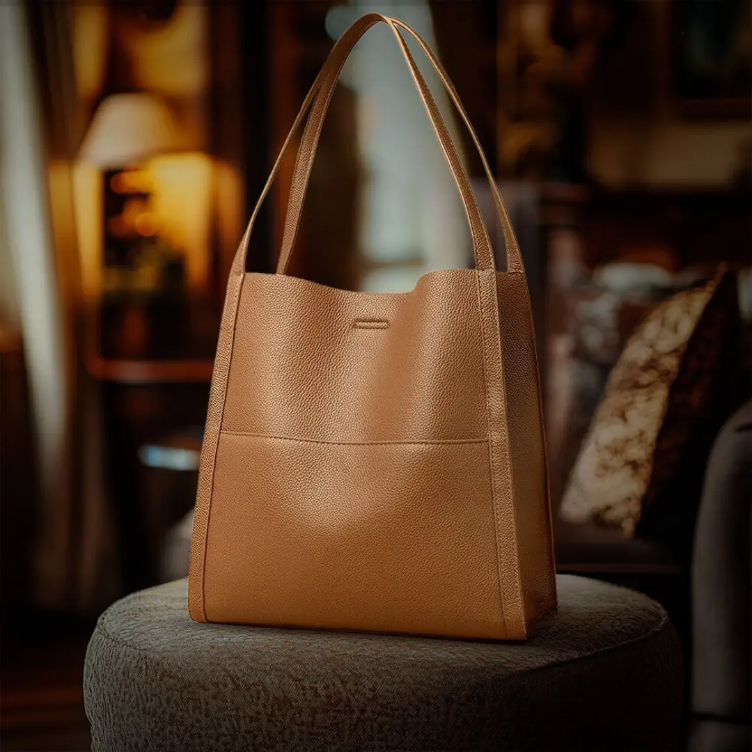 Sac à main de luxe Talia en cuir souple marron de Danoir Paris, élégant et sophistiqué pour femme.