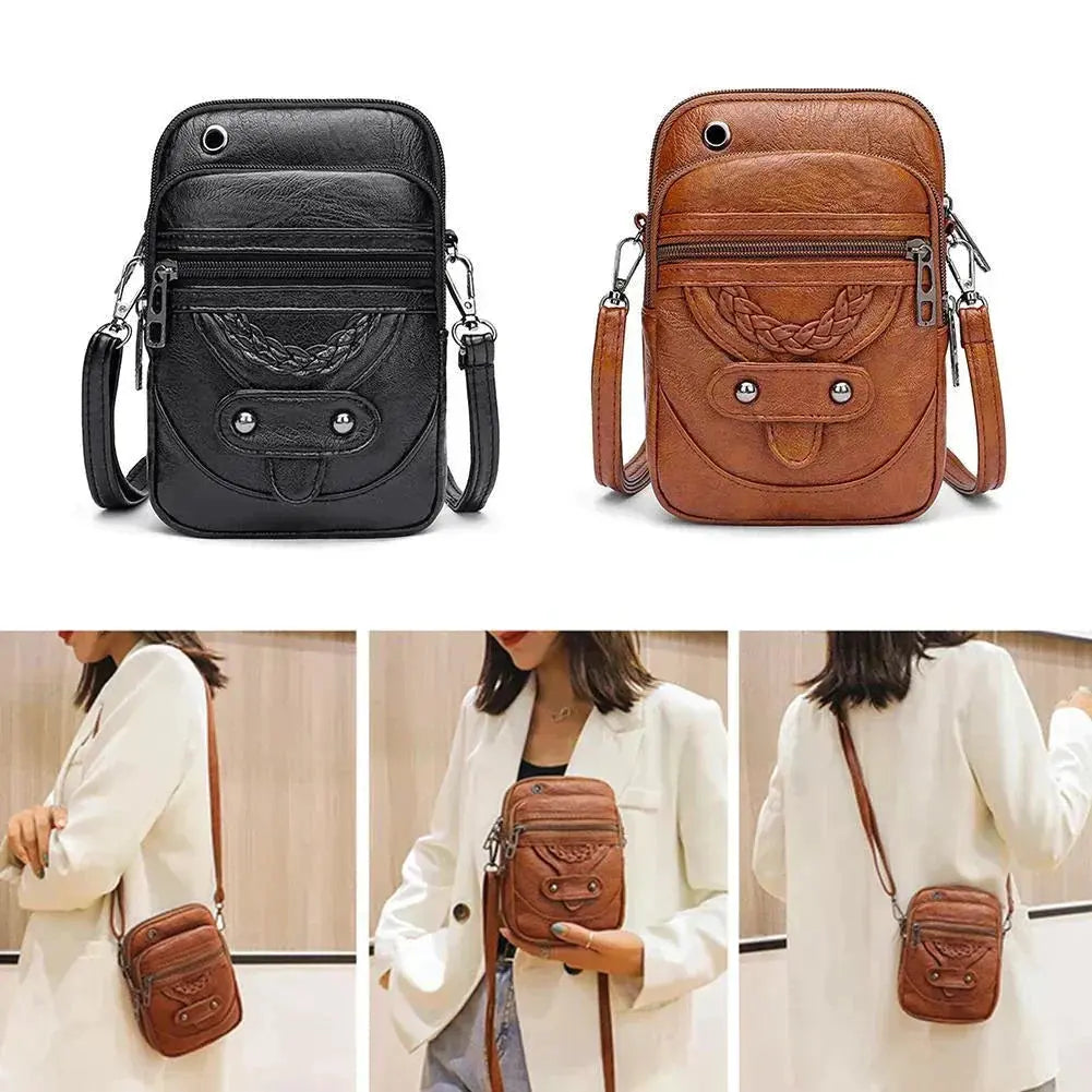 Sac à bandoulière Tamsin de Danoir Paris en cuir marron, élégant et intemporel, avec détails sophistiqués visible sur l'image.
