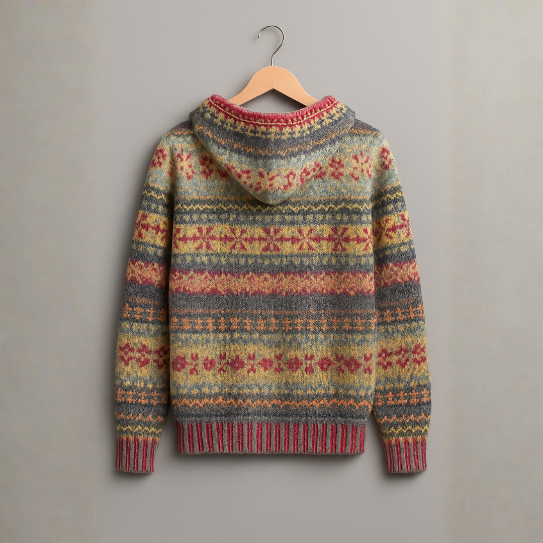 Sweat ethnique chic Julliet de Danoir Paris en marron, vue de face, avec motifs ethniques et coupe décontractée.
