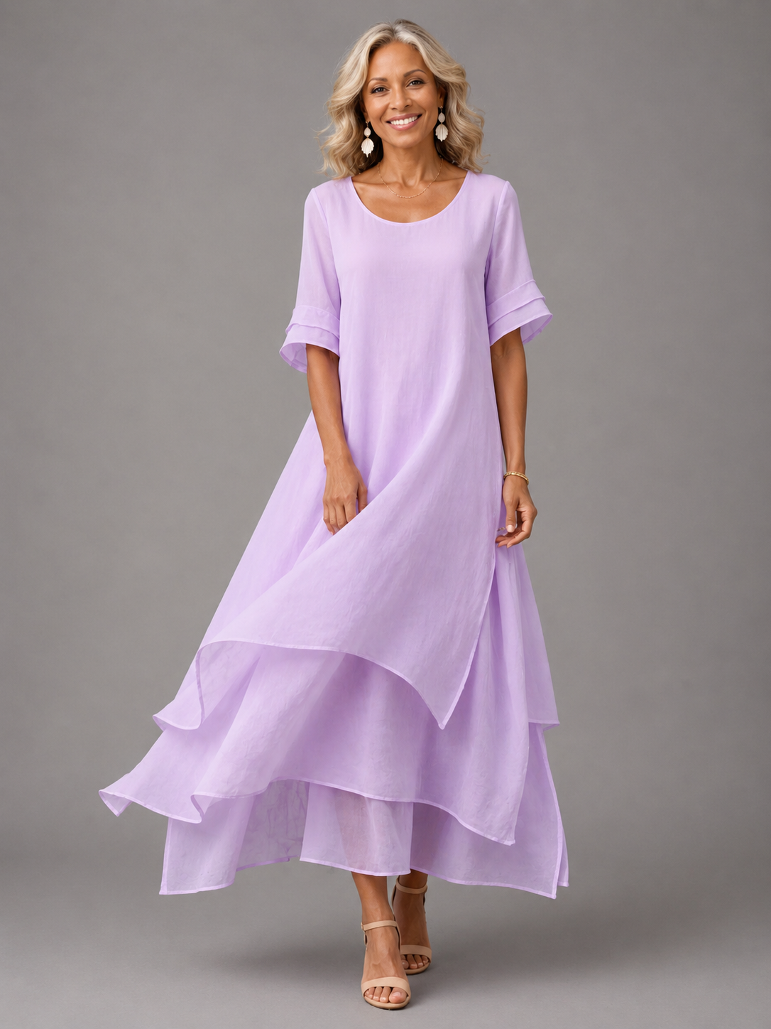 Robe longue fluide Liora™ Danoir Paris, robe maxi rose en tissu léger, portée élégante et confortable.