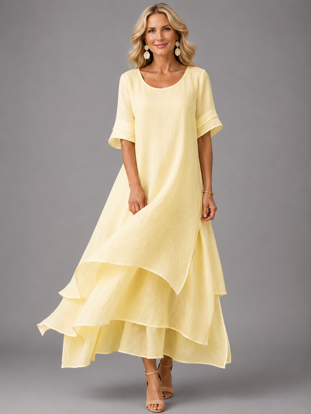 Robe longue rose Danoir Paris Liora™ Flowing Grace Maxi Dress, tissu léger et fluide, portée élégante et féminine.