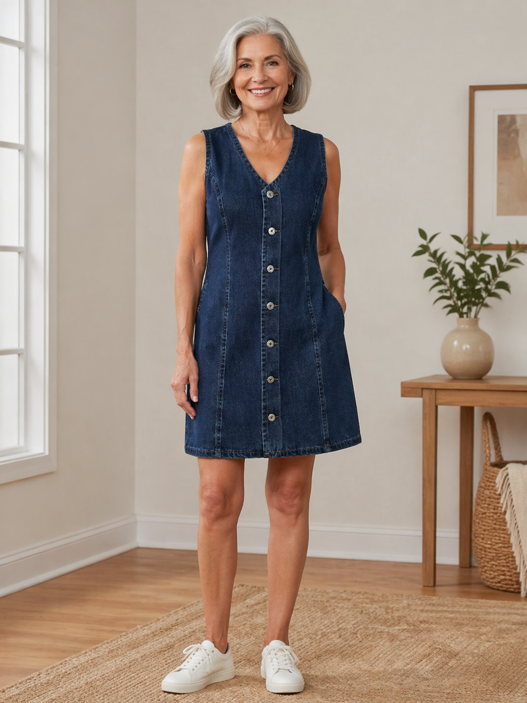 Robe courte en denim violet Danoir Paris, style mini dress, visible avec détails et coupe ajustée.