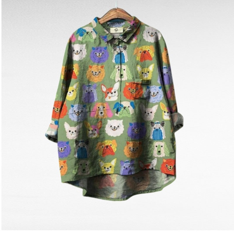 Chemise d'été en lin Amélie de Danoir Paris, élégante, légère et parfaite pour la saison estivale, vue en gros plan.