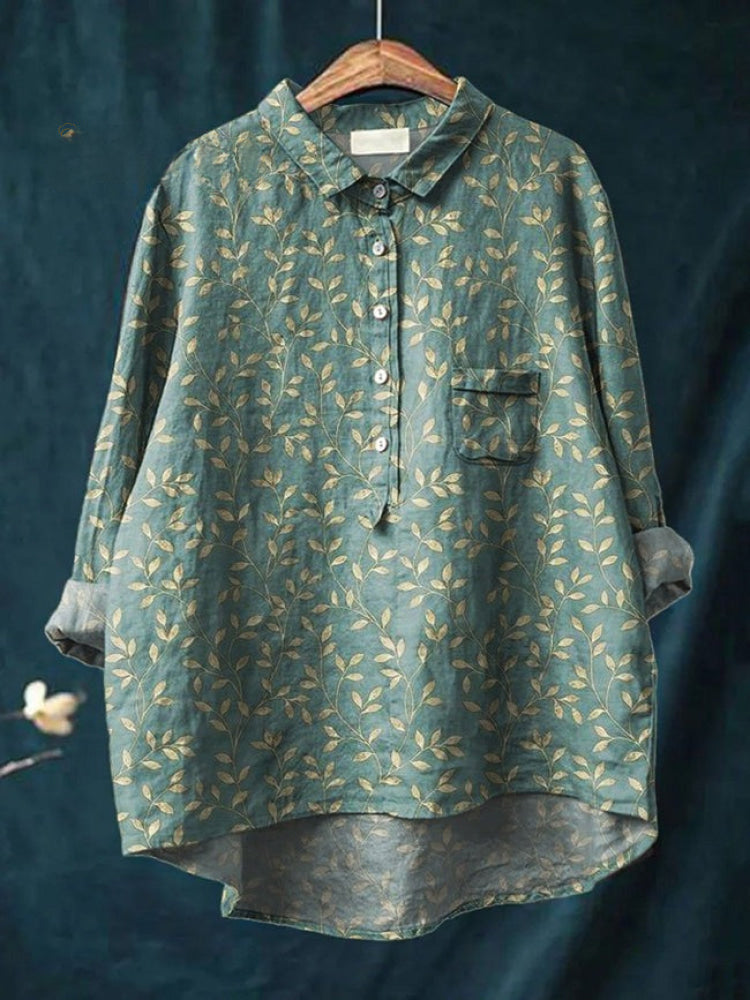Chemise florale brodée Lina de Danoir Paris, motif coloré et élégant, vue de face.