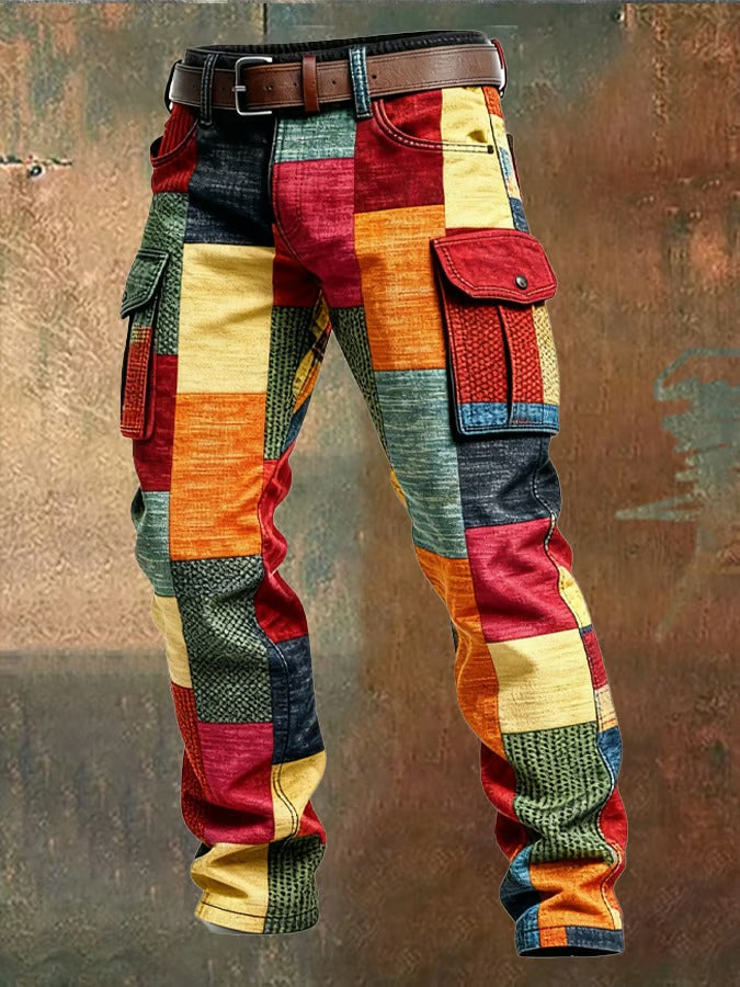 Pantalon cargo homme Danoir Paris multicolore avec plusieurs poches, style décontracté et moderne.