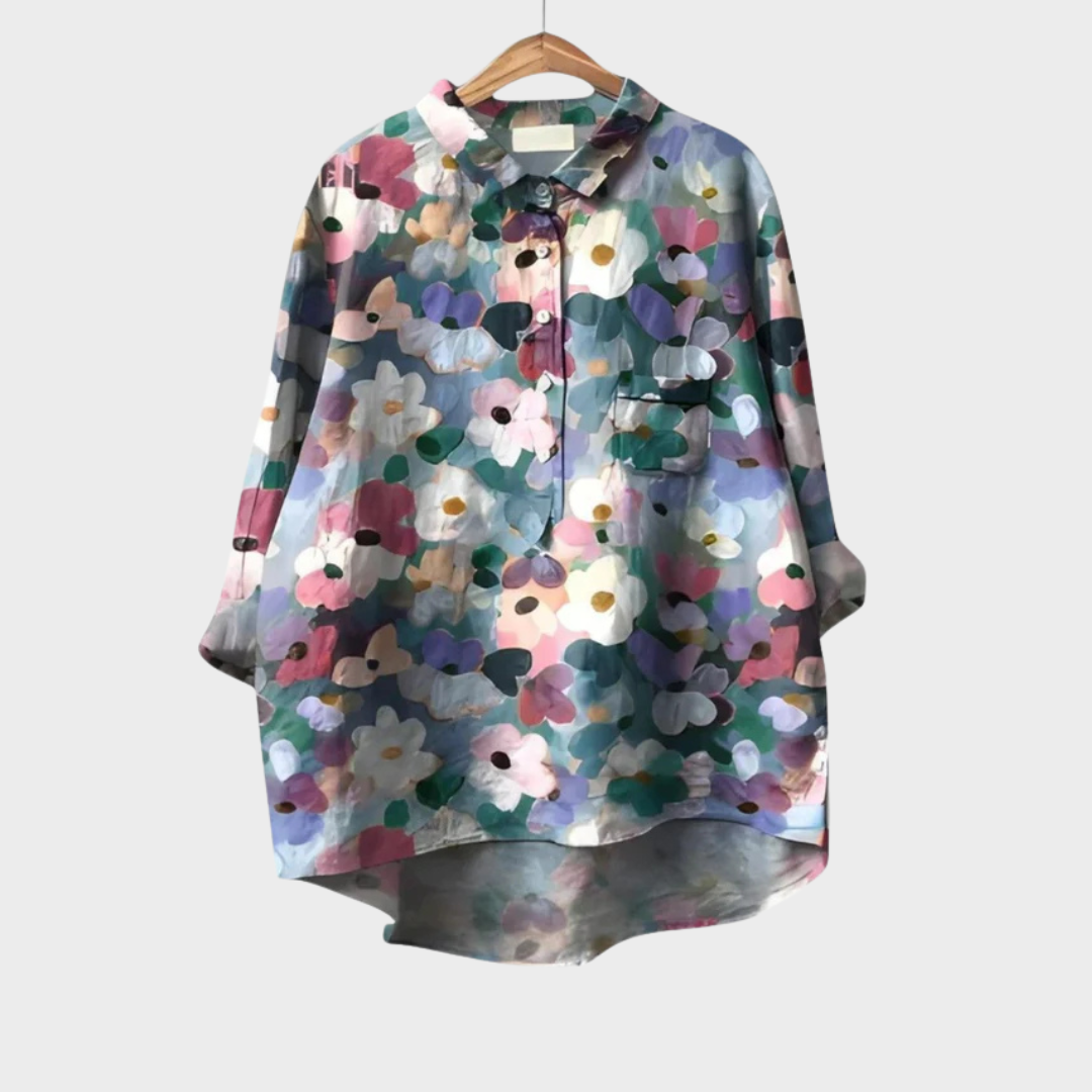 Chemise d'été élégante en lin Elise de Danoir Paris, multicolore, tissu léger et confortable pour un style chic.