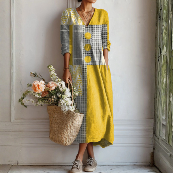 Robe en lin décontractée Emma™ de Danoir Paris, vêtement multicolore en tissu léger et confortable pour un style décontracté.