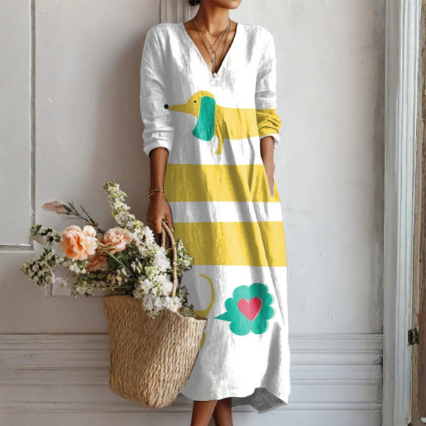 Robe urbaine bohème Zoe™ de Danoir Paris en tissu multicolore, style décontracté et tendance pour femme.