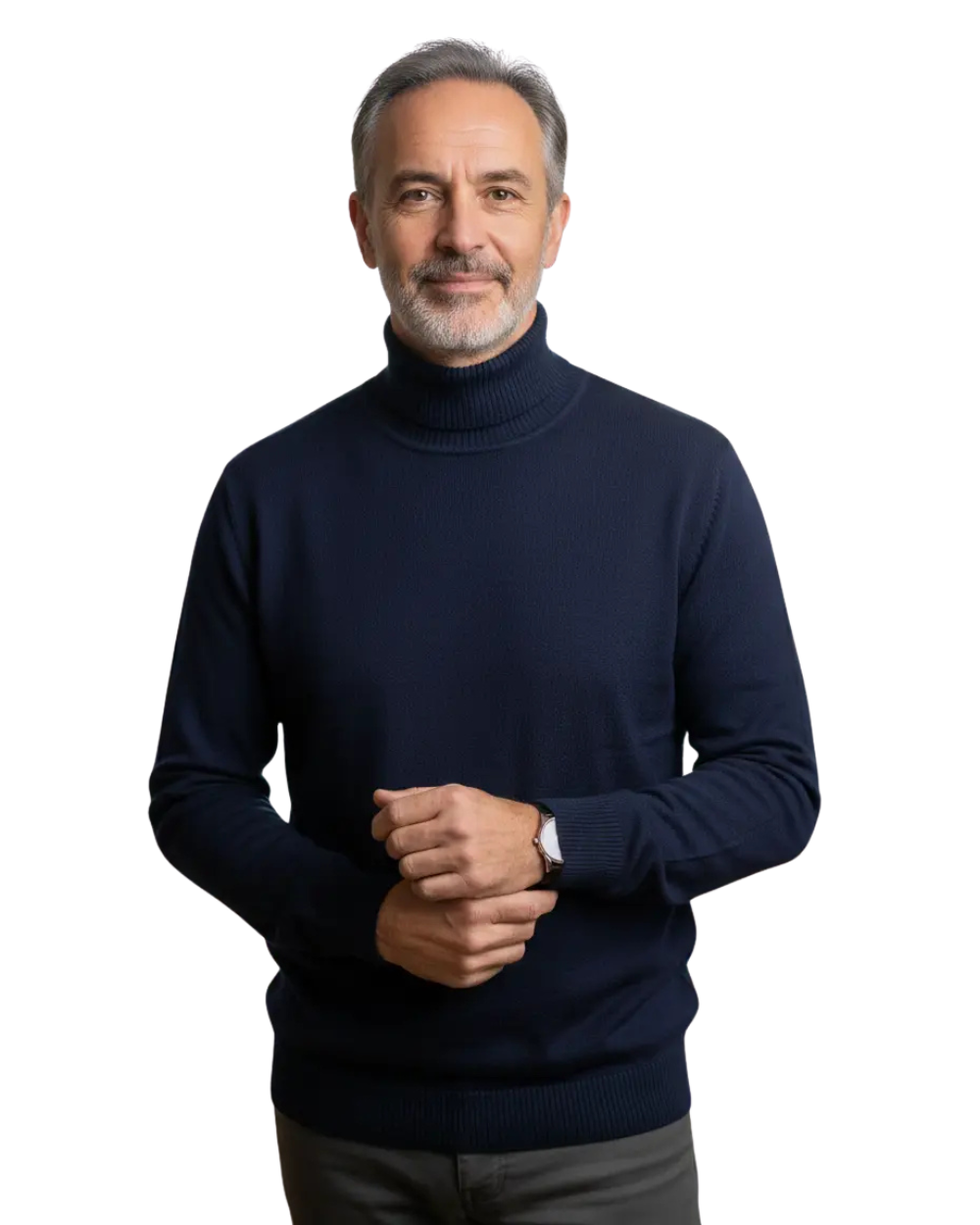 Pull à col roulé en cachemire Monte Carlo de Danoir Paris, bleu marine, pour homme, finition douce et élégante.