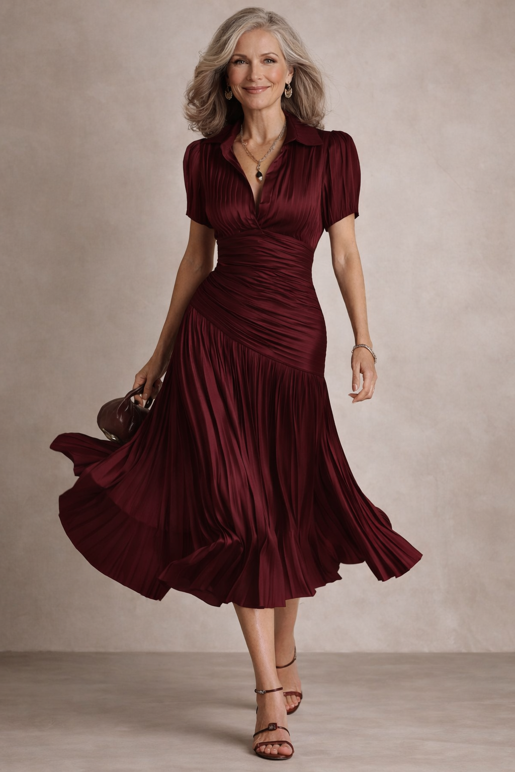 Robe midi Heidi™ de Danoir Paris en tissu bleu marine, avec coupe élégante et détails féminins.