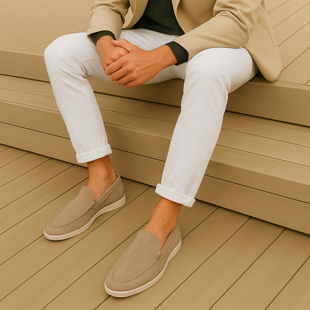 Mocassins élégantes Danoir Paris en daim premium noir pour femme, style sophistiqué et finition raffinée.