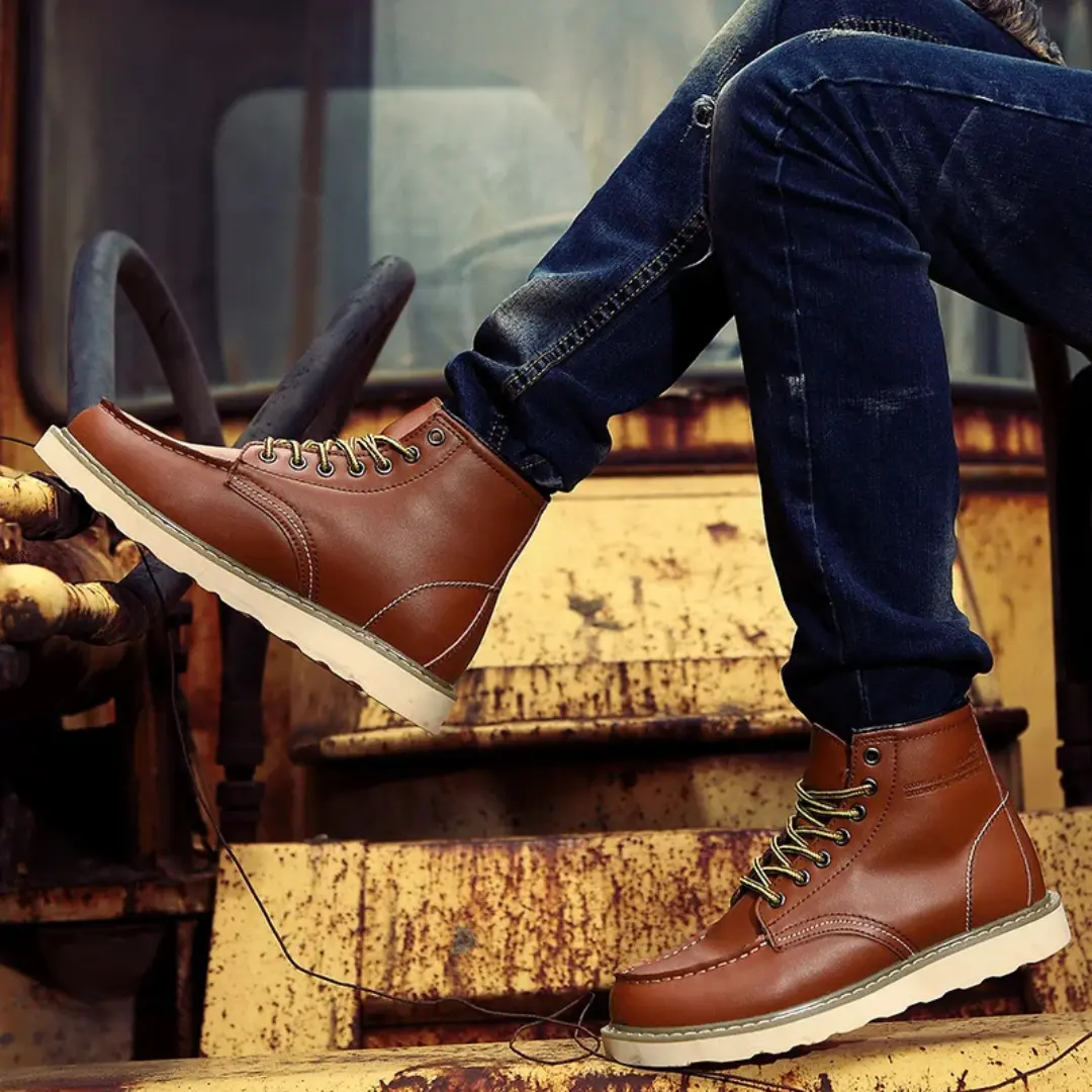 Bottes en cuir vintage Cole™ Danoir Paris, noir, taille 38, avec détail en cuir patiné et semelle robuste.