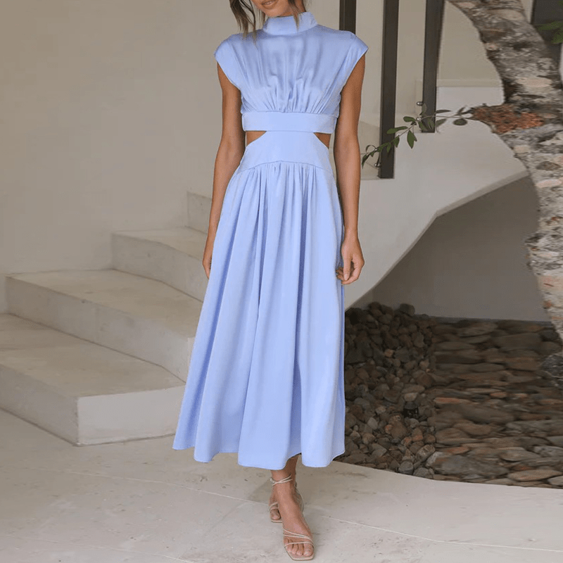 Robe longue élégante Blaise de Danoir Paris en tissu noir, avec détails sophistiqués, portée fluide et chic.