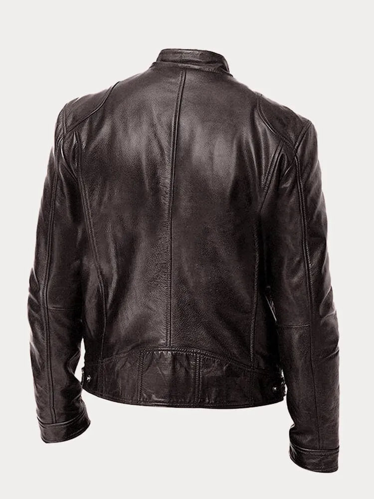 Veste en cuir noire Danoir Paris pour femme, style élégant avec détails sophistiqués, vue de face.