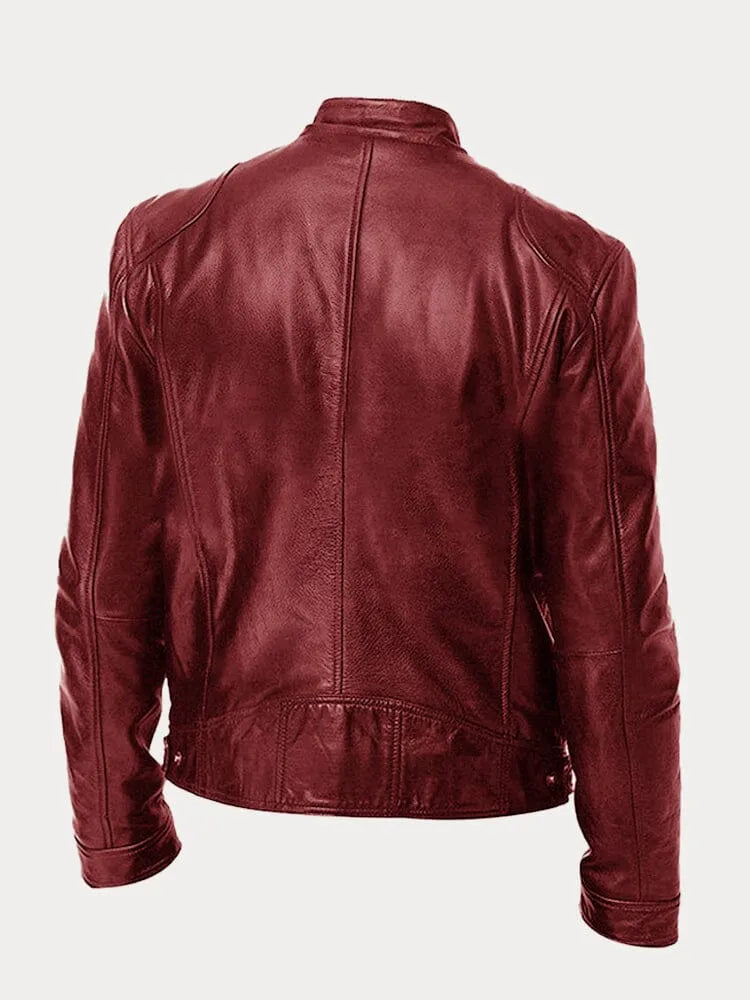 Veste en cuir noire Danoir Paris pour femme, style élégant et classique, avec détails en finition et fermeture éclair visible.
