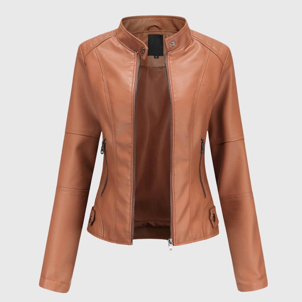 Veste en cuir noir Giorgina™ pour femmes de Danoir Paris, coupe élégante et détails sophistiqués.