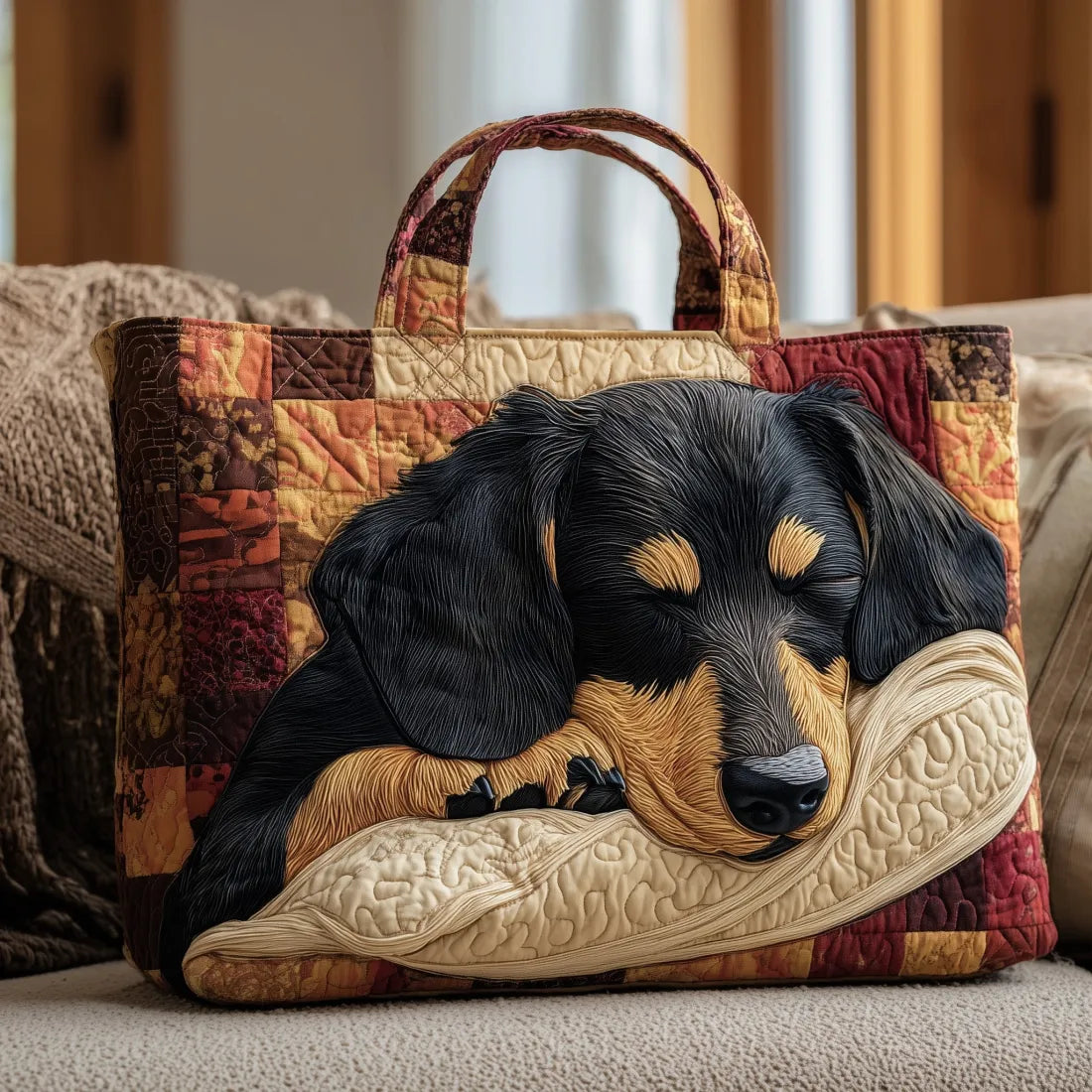 Sac à main Madison en quilté fait main par Danoir Paris, borsa quotidienne élégante avec motif rembourré en tissu noir.