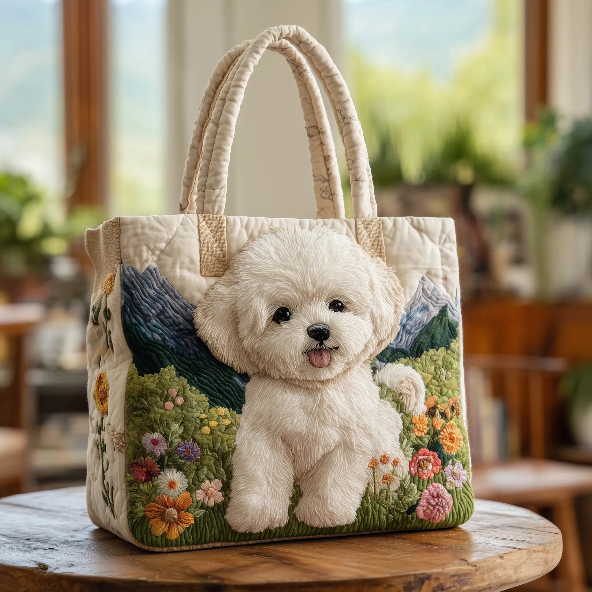 Sac à main Olivia de Danoir Paris avec style artisanal, toile élégante et détails soignés, dimensions 38x35 cm.