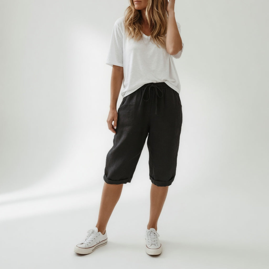 Pantalon bermuda femme Fernande™ Danoir Paris en coton kaki, style décontracté et estival, taille 36-38, pour looks confortables