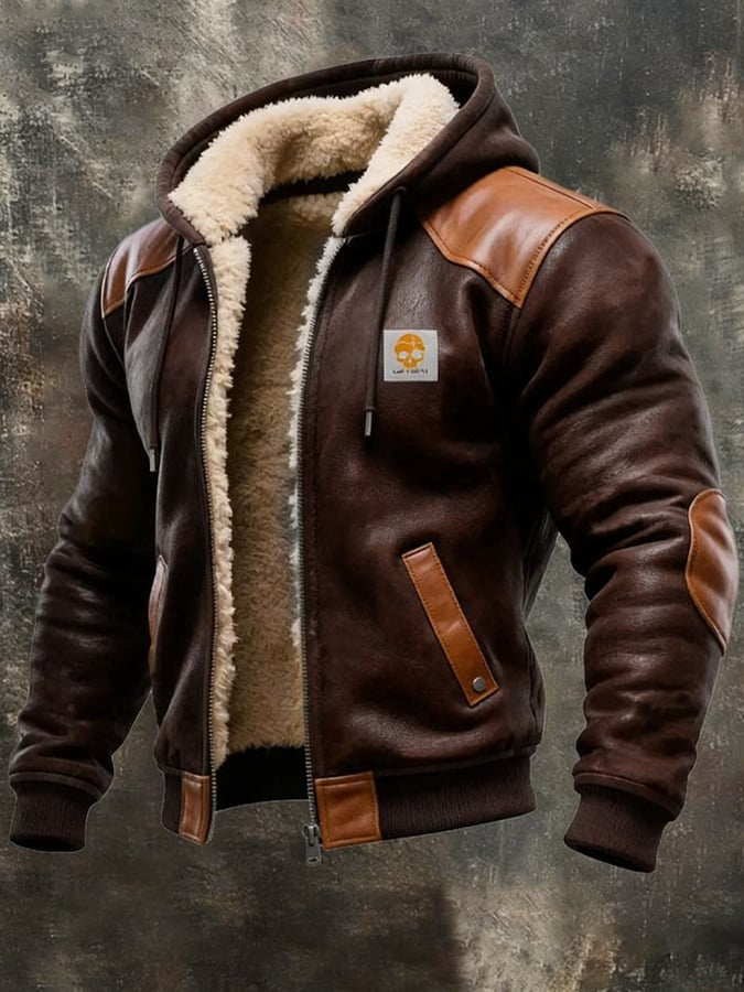 Veste vintage chaude en daim et cuir Maison Clément Paris™ Danoir Paris, coupe élégante et matériaux nobles.