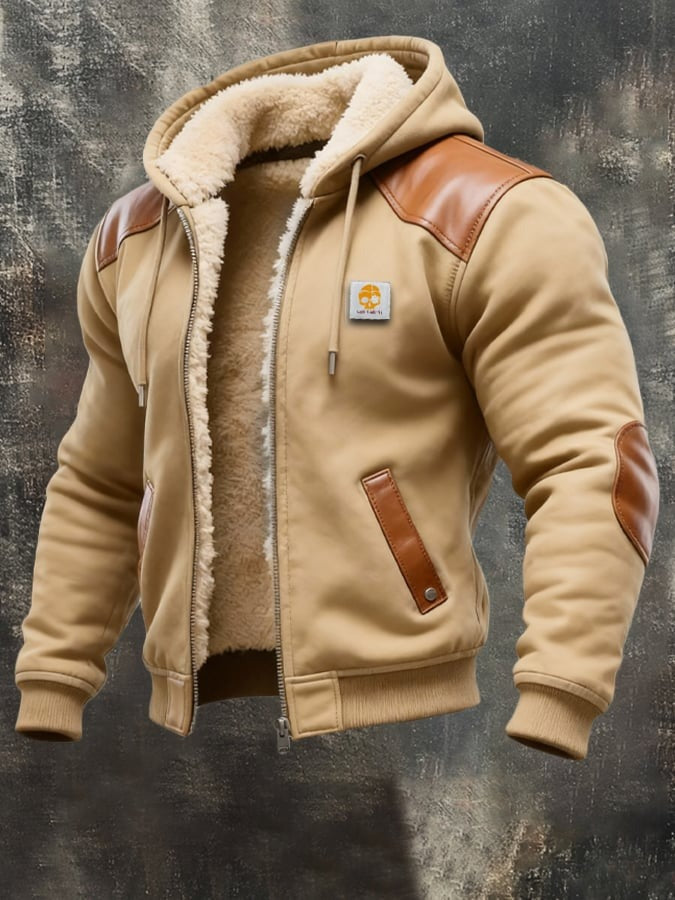 Veste vintage chaude Danoir Paris en daim et cuir marron, style élégant et confortable, pour homme ou femme.