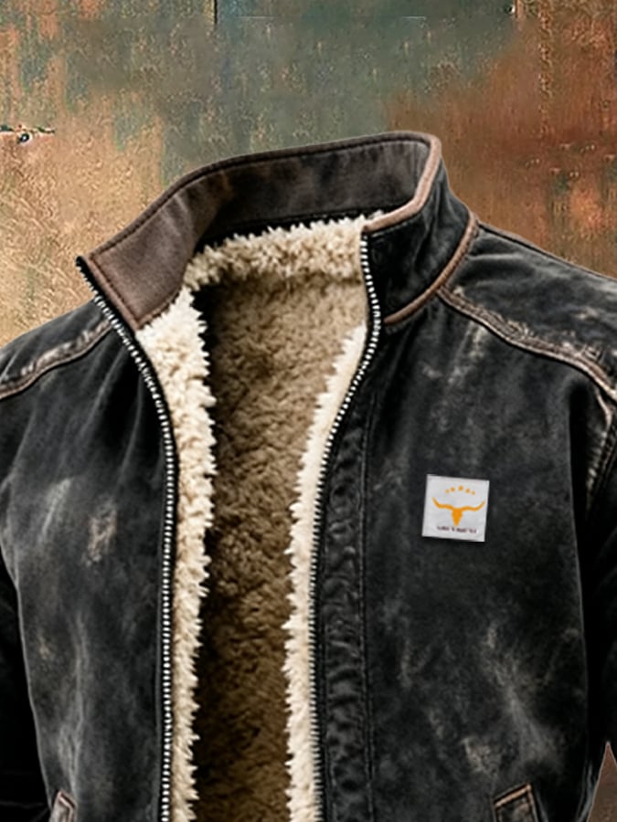 Veste vintage Danoir Paris avec doublure sherpa noire, style élégant et chaud, pour un look tendance et confortable.